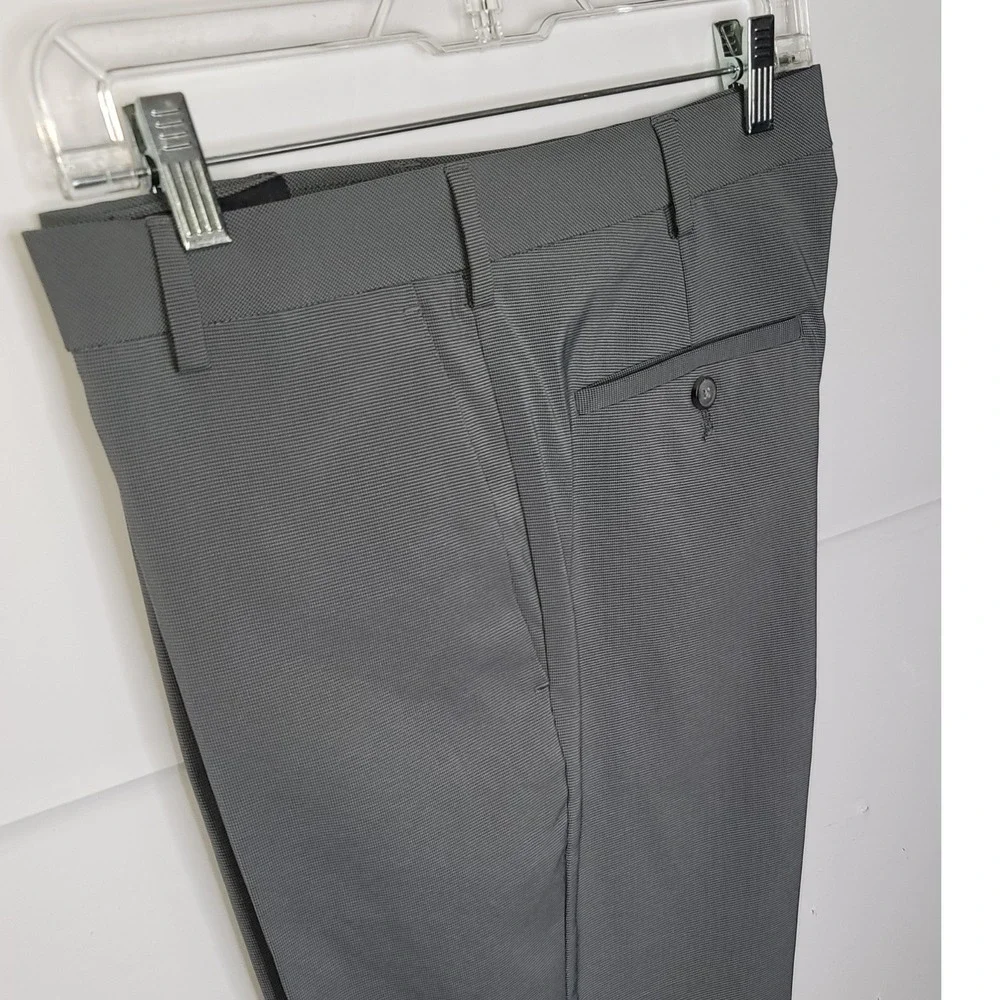 Van Heusen‎ Flex Dress Pants Mens 34x30 Grey Slim Fit Stretch Houndstooth Office